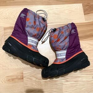 Sorel Kids Purple Floral Snow Boots Winter Boots with Liner size 5